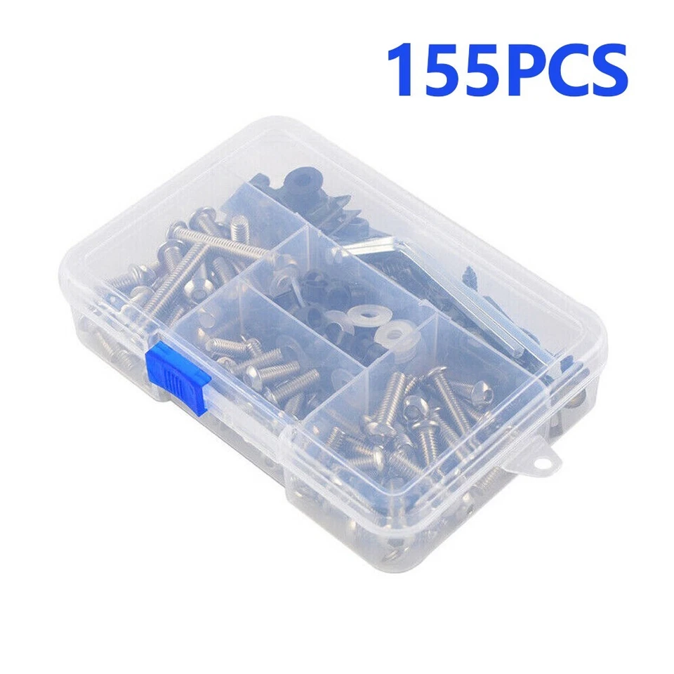 155PCS Fairing Bolt Kit Bodywork Screws Set Motorcycle Plate Screws Nut Hardware Foto 3 de 4