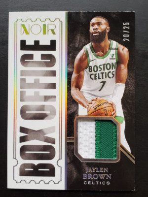 2020-21 Panini Noir Jaylen Brown Box Office Prime Game Used Patch 20/25 Celtics
