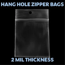 6"x10" Hang Hole Zip Top Lock Seal Reclosable Poly Bags Zipper Baggies 2Mil