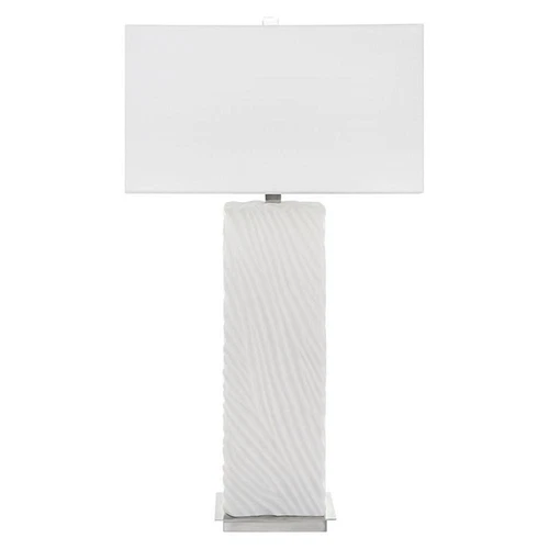 Uttermost Pillar Contemporary Iron and Fabric Table Lamp in White - Picture 3 of 9