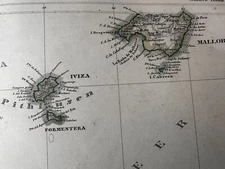 Balearic islands Southeastern Spain Murcia Ibiza Mallorca 1845 Stulpnagel map