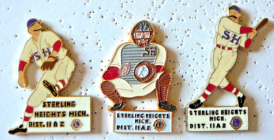 Lions Club Pins - PITCHER, CATCHER AND HITTER for STERLING HEIGHTS BASEBALL