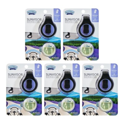 5 PACK Bullsone Natural Essential Oil Air Freshener Sun Visor Lavender Scent 