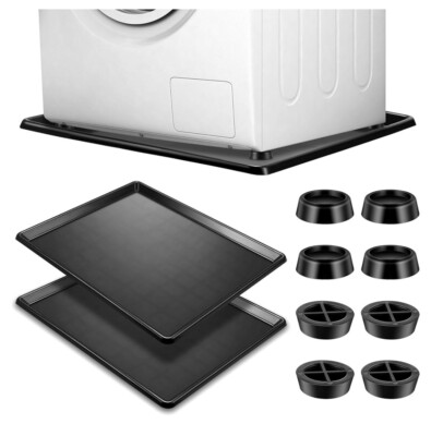Saillong 2 Pack Washing Machine Drain Pans With 8 Pack Anti Vibration Pads, 