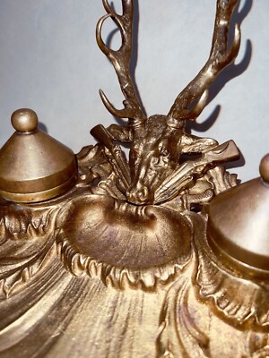 Antike Bronze Tintenfass Germany 1890 Black Forrest