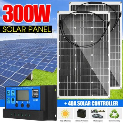 150W Flexible Solar Panel Kit 40A MPPT Solar Charge Controller Off Grid RV boat