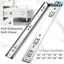 Soft-Close Drawer Slides Ball Bearing Full Extension 12"-24" 100lb Weight Limit