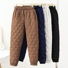 Women Warm Quilted Padded Pants Thermal Elastic Waist Puffer Trousers Winter