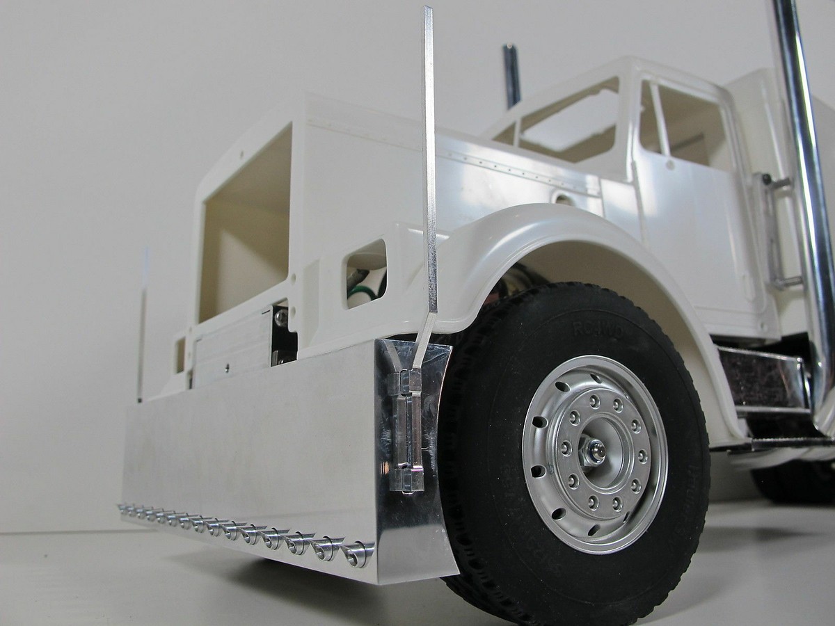 Paraurti Anteriore In Alluminio + Traversa Per Tamiya 1/14 - King Hauler, Grand Hauler, Globe Liner