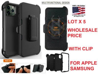Lot 5 for iPhone 16 14 13 12 11 max XR Defender Case Impact S25/S22/23 with clip