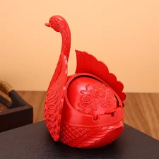 Vintage Metal Windproof Red Swan Ashtray Flower Pattern Portable Ashtray Bar