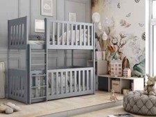 Brand New Modern Pine Kids Cot Bunk Bed Konrad in Grey