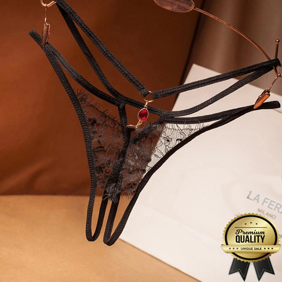 Ouvert Mini String Tanga durchsichtig Dessous Slip sexy Schmuck Weiss Reizwäsche - Bild 3 von 4