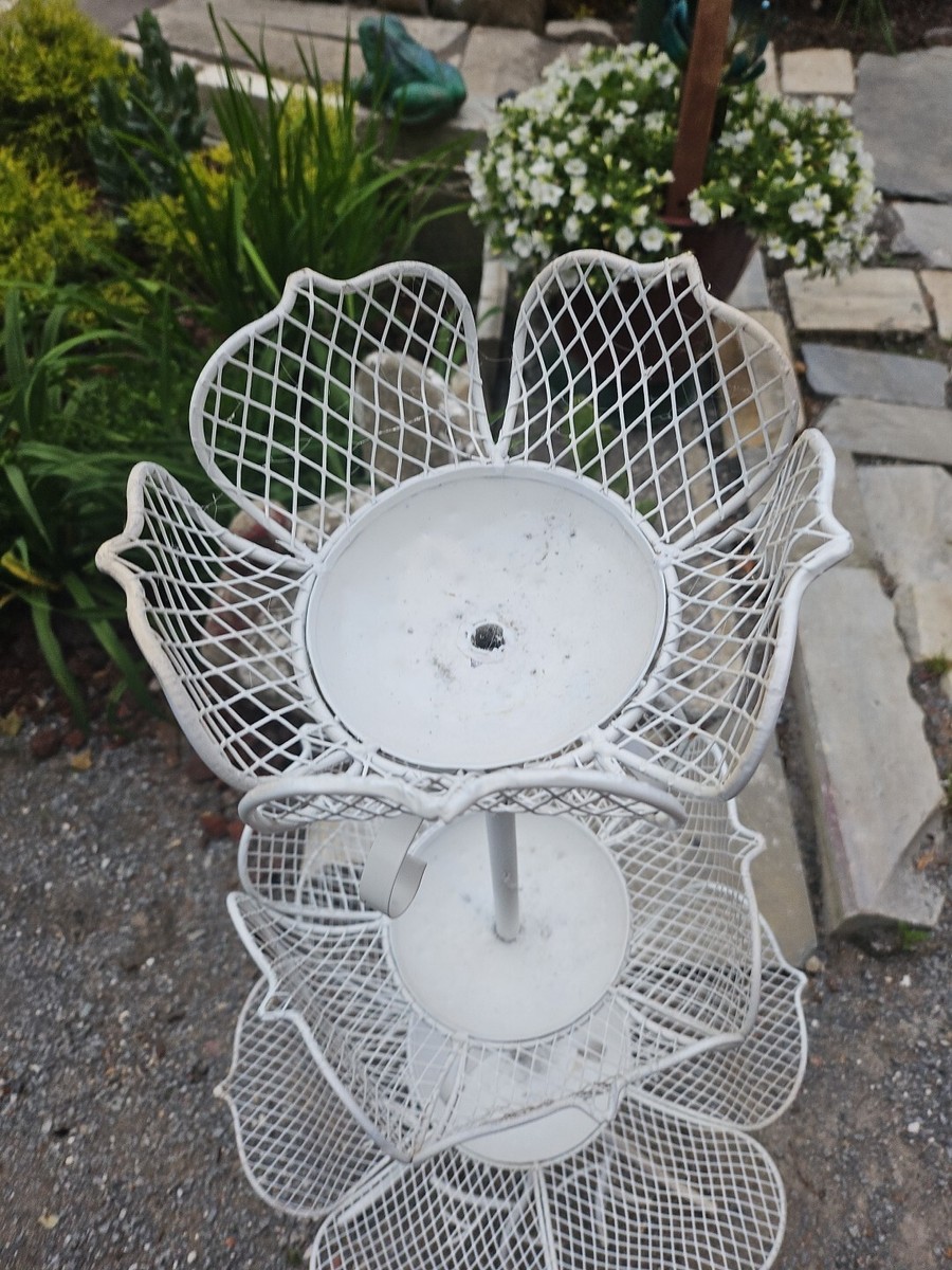 RARE White French Metal Iron Antique 44x22 Tiered Flower Plant