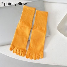 2 Pairs Women Five Finger Toe Socks Breathable Comfort Sports Crew Socks Casual