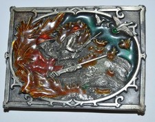 Nice Vintage 1984 Duck HUNTING Color Inlaid Solid Belt Buckle Minty Rare