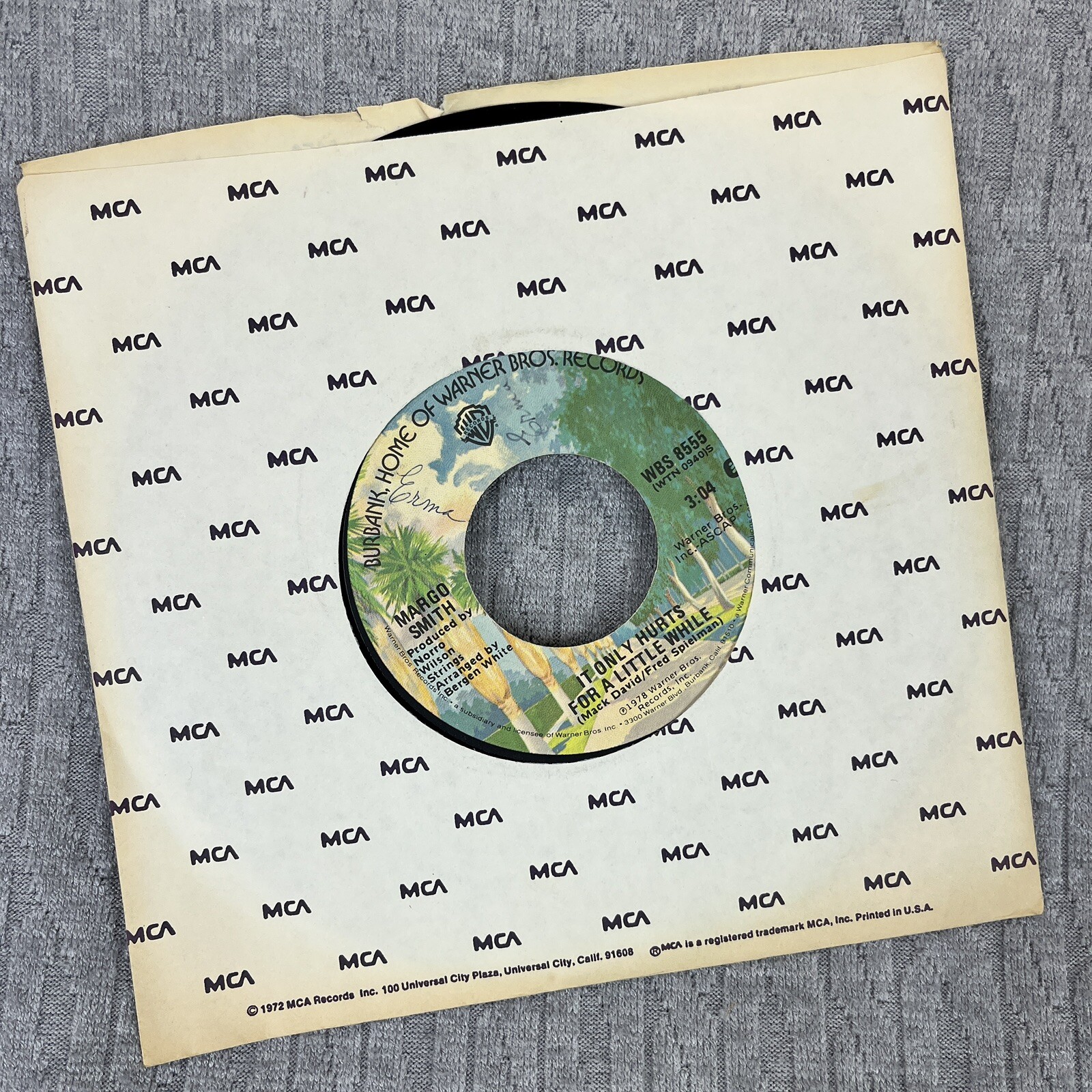 Vintage 45 RPM records Margot Smith, Warner Brothers records country blues rock