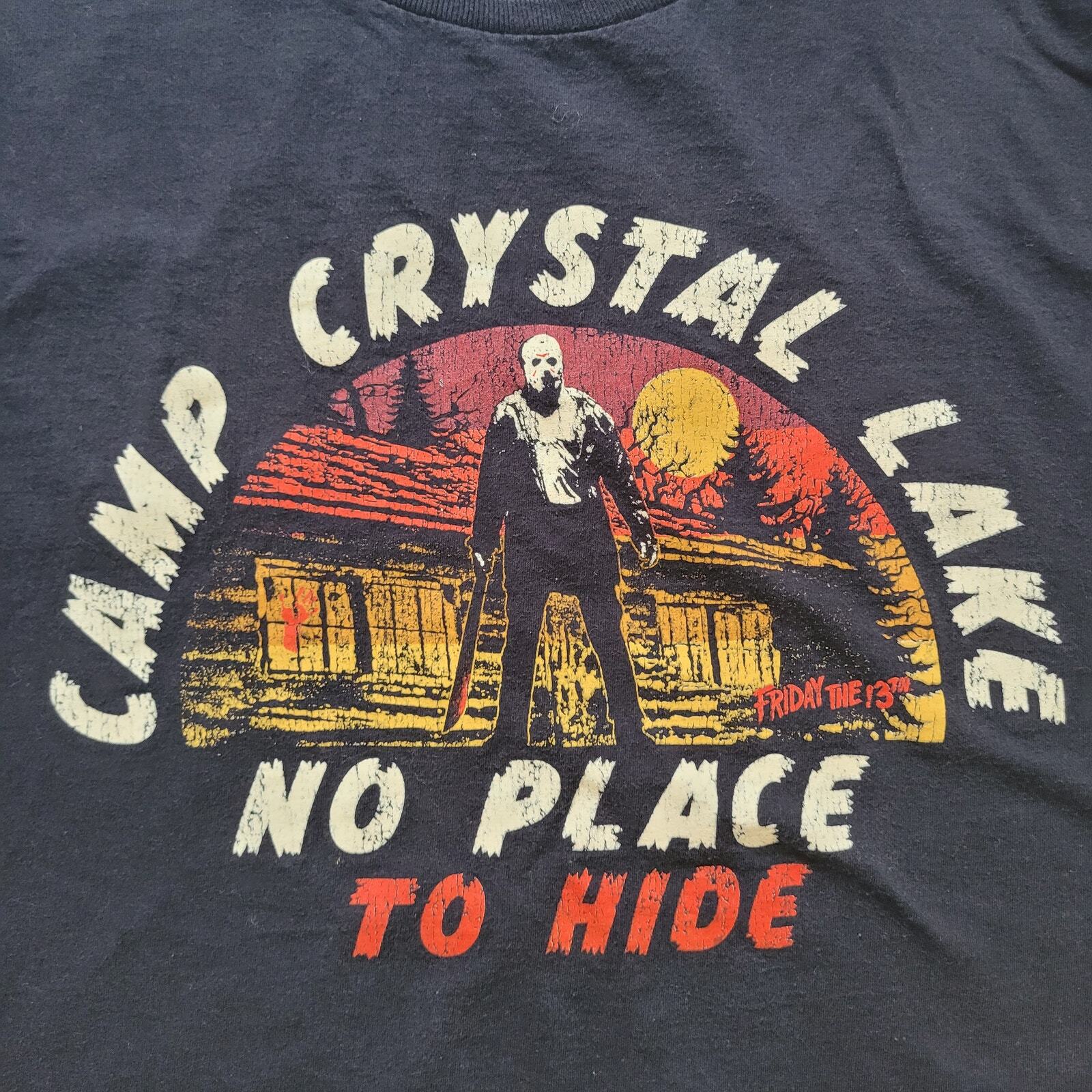 Friday The 13th Size XL Camp Crystal Lake No Place to Hide Black Classic T-shirt