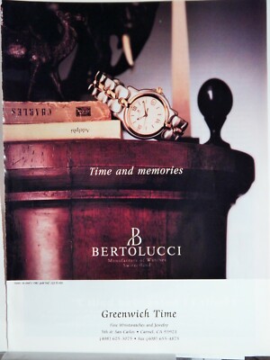 BERTOLUCCI SUISSES  LUXE WATCH  VTG 1996 ADVERTISEMENT