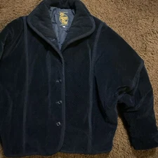 VINTAGE Fox Run Two Coat Corduroy Women 10 Black Button Up Lined Cotton EUC