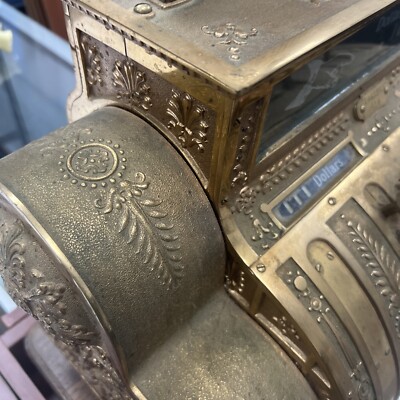 Antique 1900's VINTAGE Brass Ornate NATIONAL CASH REGISTER MODEL