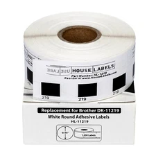 Non-OEM Fits BROTHER DK-1219 ROUND Labels - 1/2" Diameter - (1) Roll of 1200