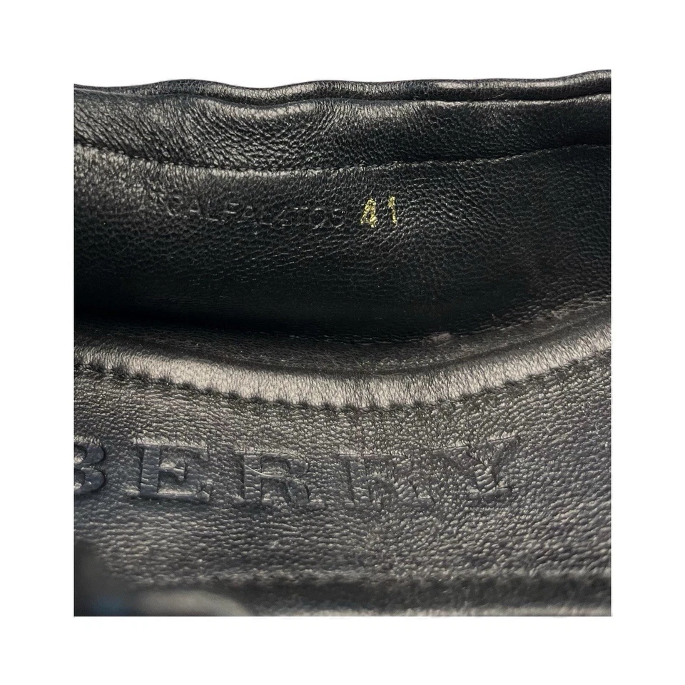 Sapatilhas Burberry Ballet Heritage Check couro preto ferragem dourada tamanho 41 EUA 9,5-10 - Imagem 2 de 4