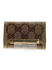 GUCCI Key Case, Leather, Gold Monogram, Women's, 127048  0959
