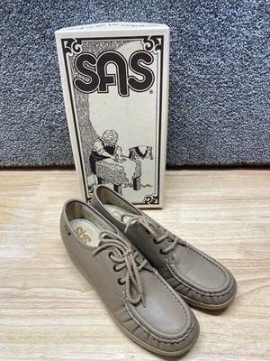 SAS Bounce Mocha Womens 7S Tan Leather Lace Up Wedge Loafers Shoes