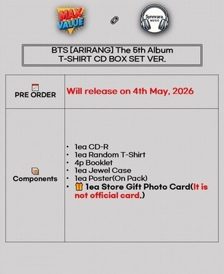 BTS [ARIRANG] 5th Album T-SHIRT CD BOX SET Ver/CD+Booklet+T Shirt+