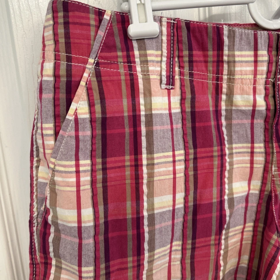 Sonoma Modern Fit Women’s Pink Fuchsia Plaid Shorts Low Rise Pockets 14 NWT - Imagem 2 de 4