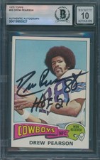 1975 Topps #65 Drew Pearson Signed Rookie Card Beckett Authentic Auto 10 BAS. rookie card picture