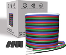 RGB Electrical Wire, 66Ft 4 Pin 22 Gauge LED Extension Cable, 22 AWG Wire 20M fo