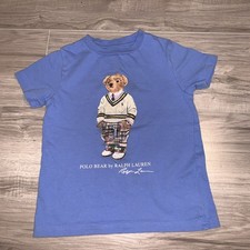 Boys Polo Bear By Ralph Lauren T Shirt Teddy Blue Short Sleeve Kids Size 5