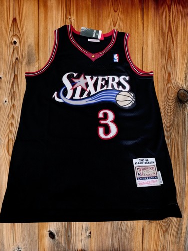 Allen Iverson Jersey #3 Philadelphia 76ers Throwback Jersey Men's Black