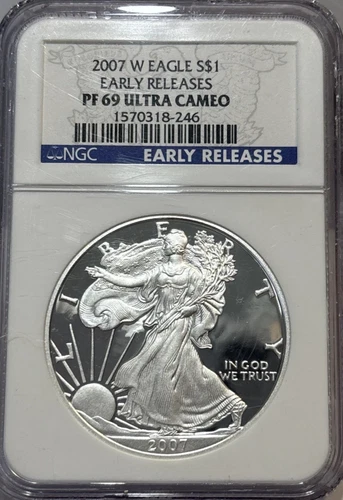2007-W Silver American Eagle Dollar • S$1 • NGC PF69 Ultra Cameo Early Releases