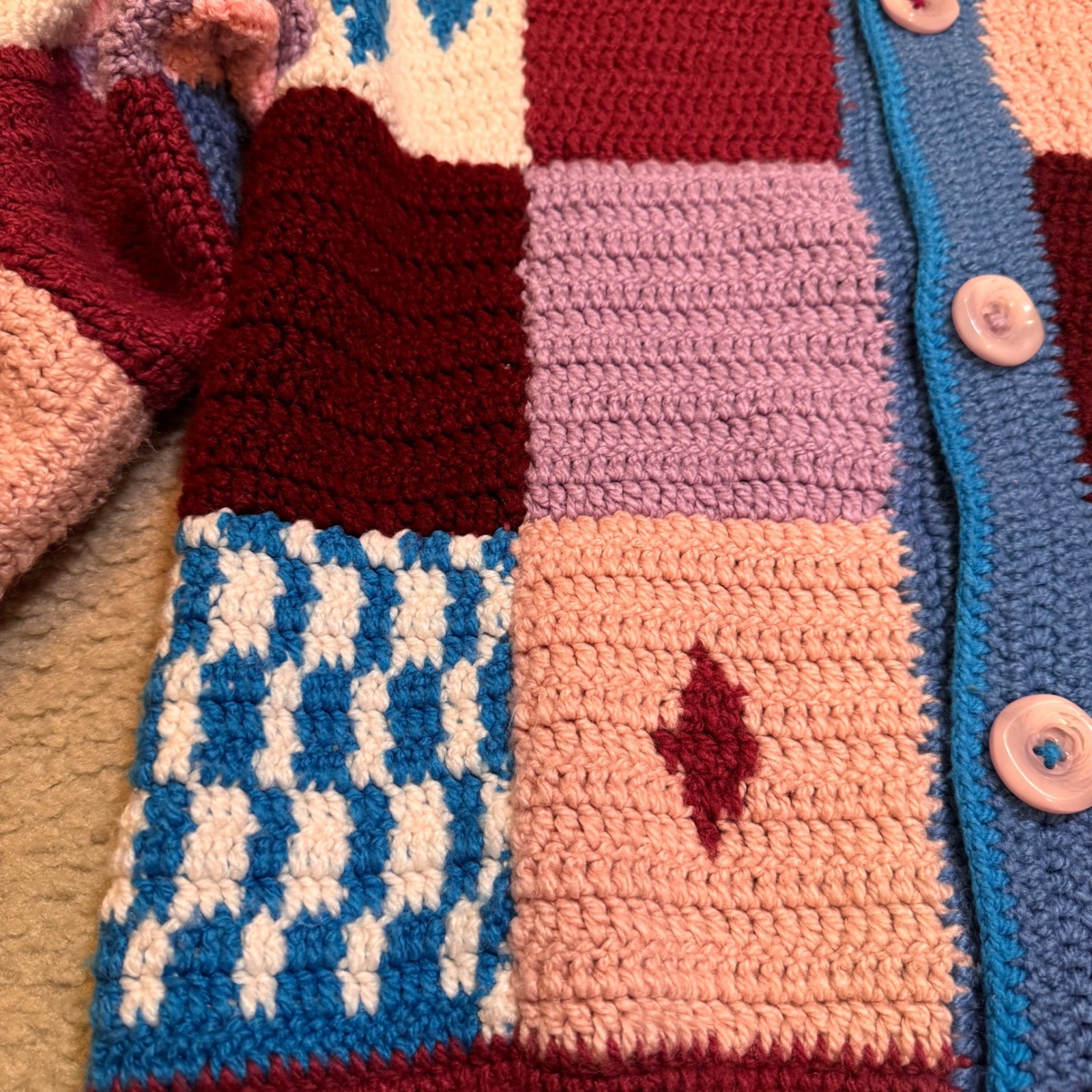 Handmade Artesian Patchwork Crochet Cardigan Swea… - image 5