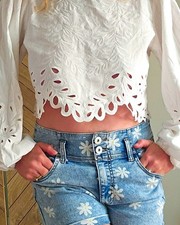 francescas White Cotton Floral Embroidered Ba...