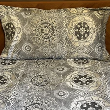 POTTERY BARN Jacquelyn Medallion King Duvet  2 King Pillow Shams Preloved Cotton