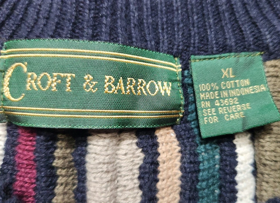 VTG Croft & Barrow Sweater Knit 3D Textured Multicolor Coogi Cosby Style 90s XL - Image 2 of 4