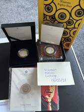 George Orwell Proof Piedfort £2 Coin, Proof Coin In Glass, BU, FULL Set + Book