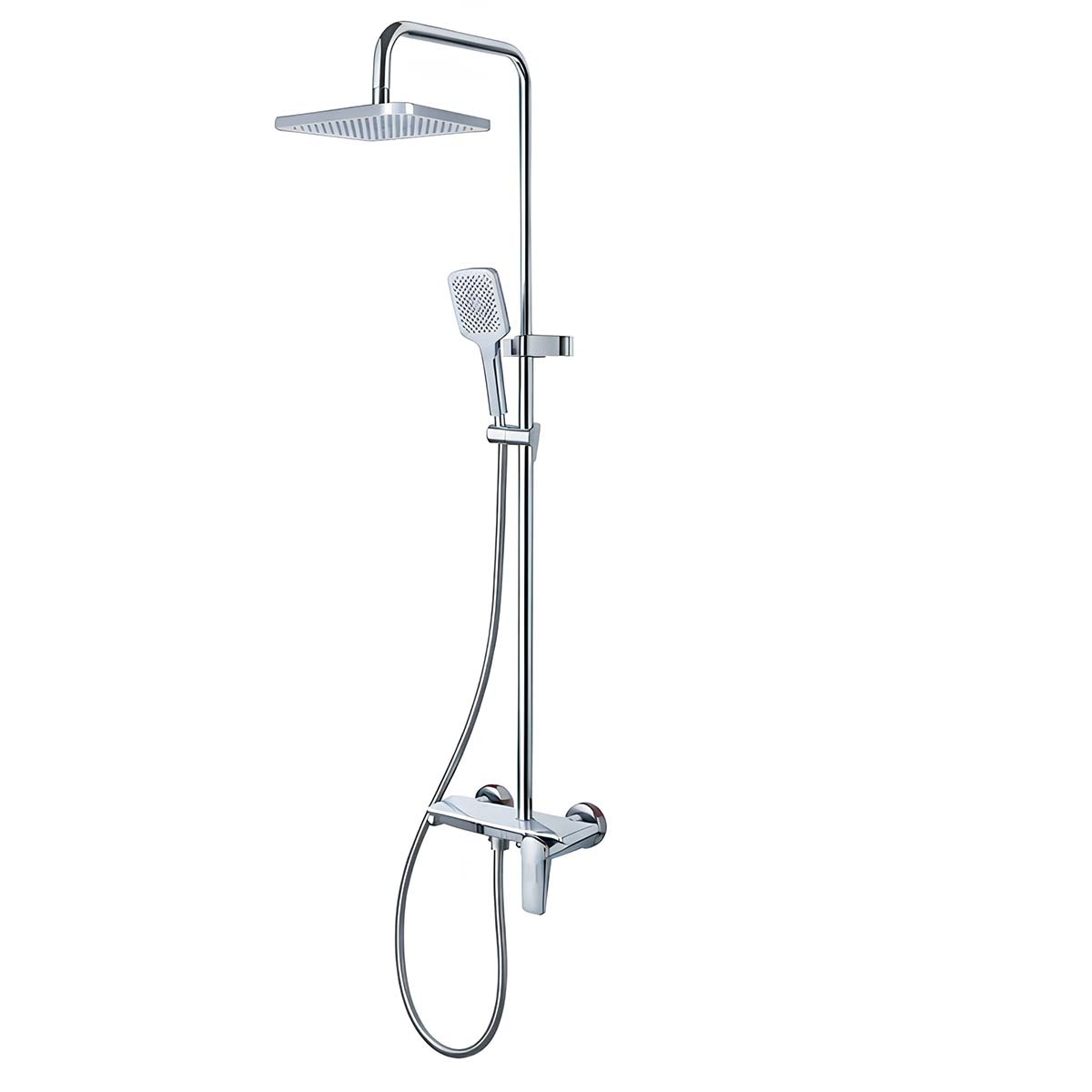 Colonne de douche carrée inox résolvant les problèmes de calcaire et de pression