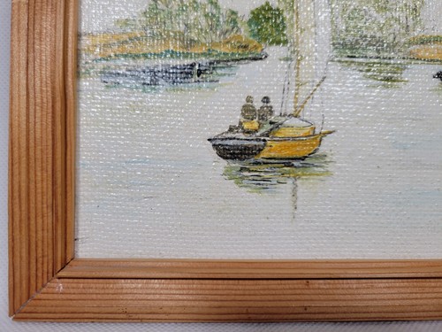Oil Painting Framed Vintage Sailing on the Norfolk Broads? On Board 34x24.5cm - Picture 8 of 15