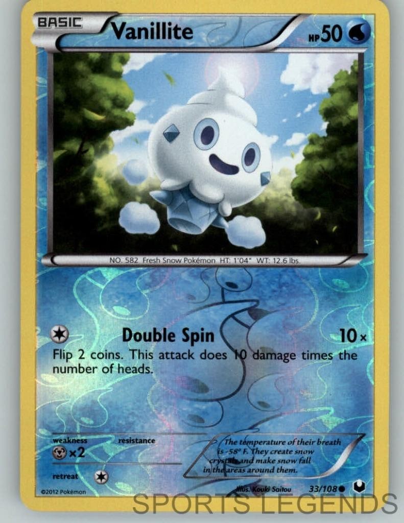 2012 pokemon Dark Explorers reverse holo Vanillite 33/108