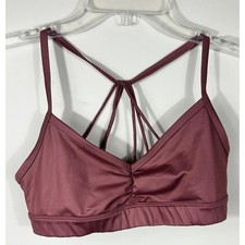 Alo Yoga Sunny Strappy Sports Bra Women S Rose Ruched V-Neck Athleisure Active
