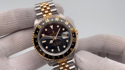 1990 Vintage Rolex 16713 GMT-Master II 40mm 18K Yellow Gold Black