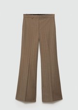 MANGO Pinstripe flared pants 77087113 Beige