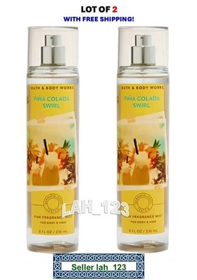 LOT/2 Bath & Body Works~PINA COLADA SWIRL~Fragrance Mist 8 oz ea~NEW+FRESH+SHIP!