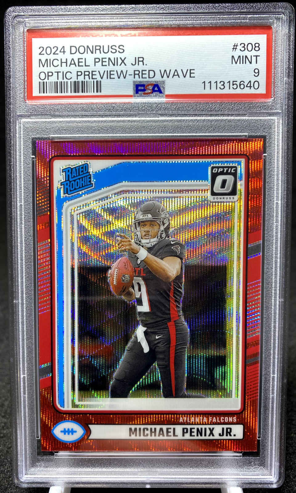 🔥🏈2024 Donruss MICHAEL PENIX JR. - RC Optic Preview Red Wave - PSA 9 MINT🏈🔥