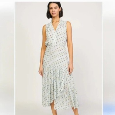 Current air LA dress Size S mint dotted ruffled sleeveless maxi